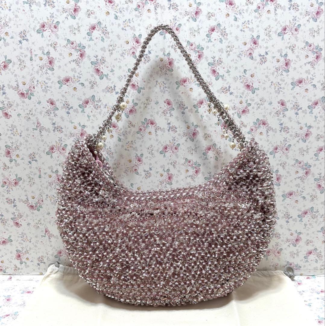 専用☆アンテプリマ☆三日月型 ワンショルダー ワイヤーバッグ グリッター パール