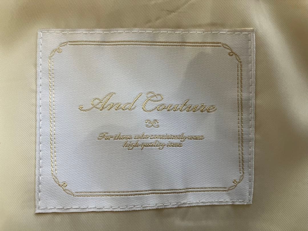 アンドクチュール　ホワイト ダブルブレスト ロングコート　38