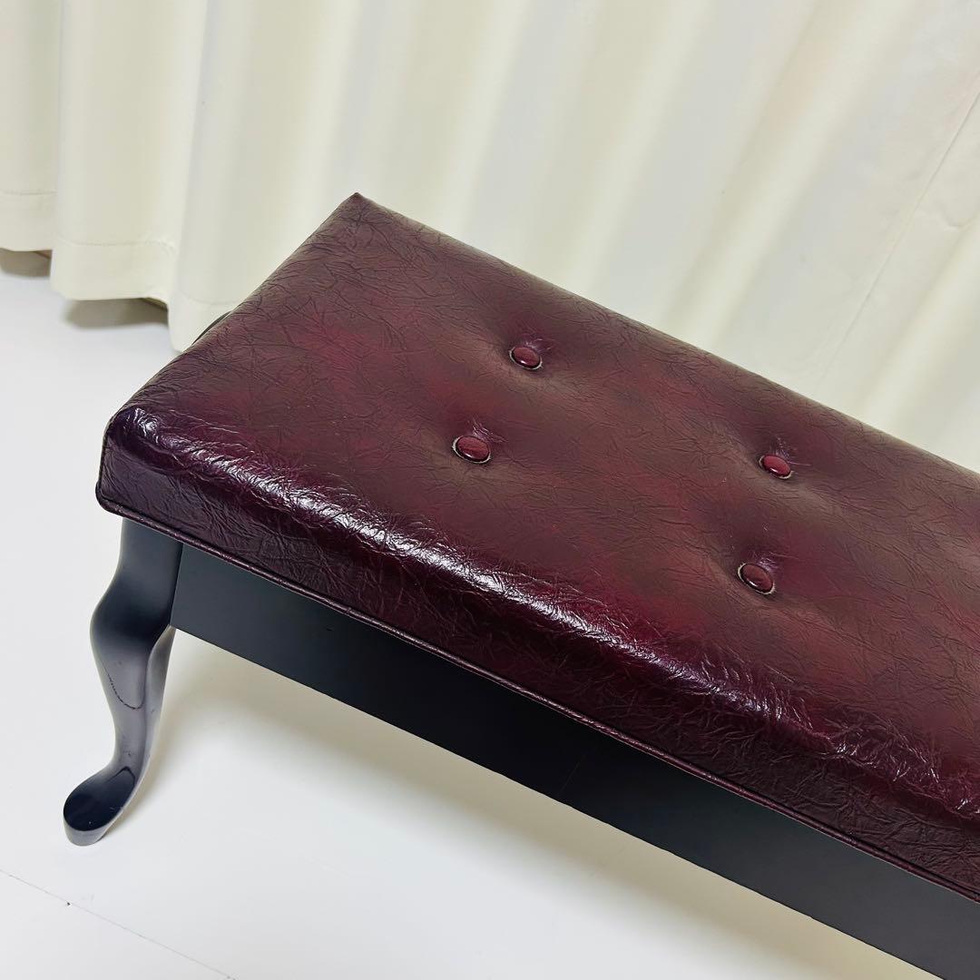 【美品】ピアノ椅子 高低自在椅子 椅子 ベンチ 猫脚 ワインレッド 赤