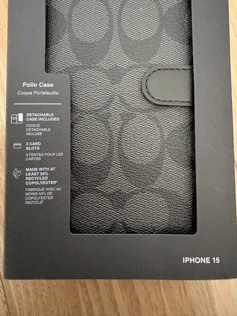 【新品】COACH iPhone 15 手帳型ケース　強化ガラス保護フィルム付き