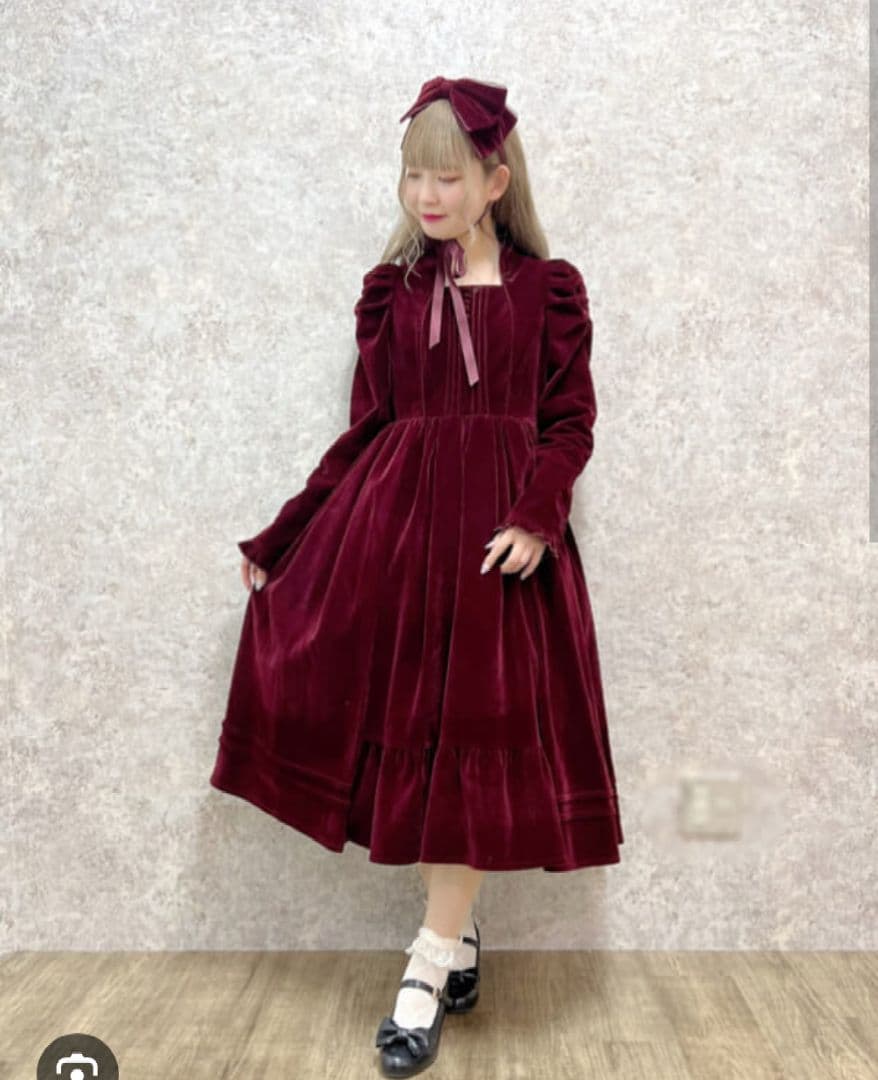 クラシカルベロアワンピース axes femme kawaii ワイン