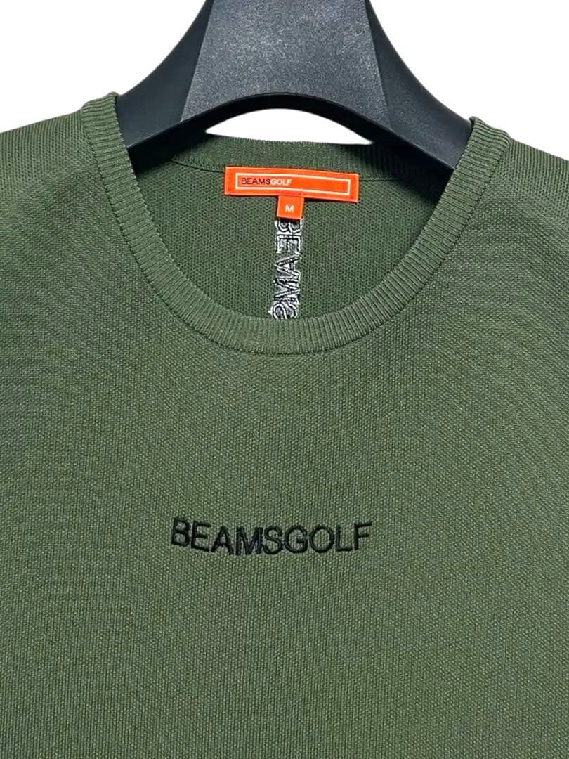 美品　BEAMS GOLF クルーネックニットベスト カーキ　サイズM ビームス