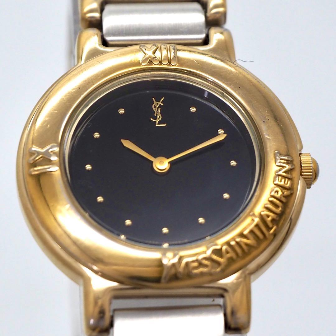 382 YvesSaintLaurent レディース 時計 ブラック ゴールド