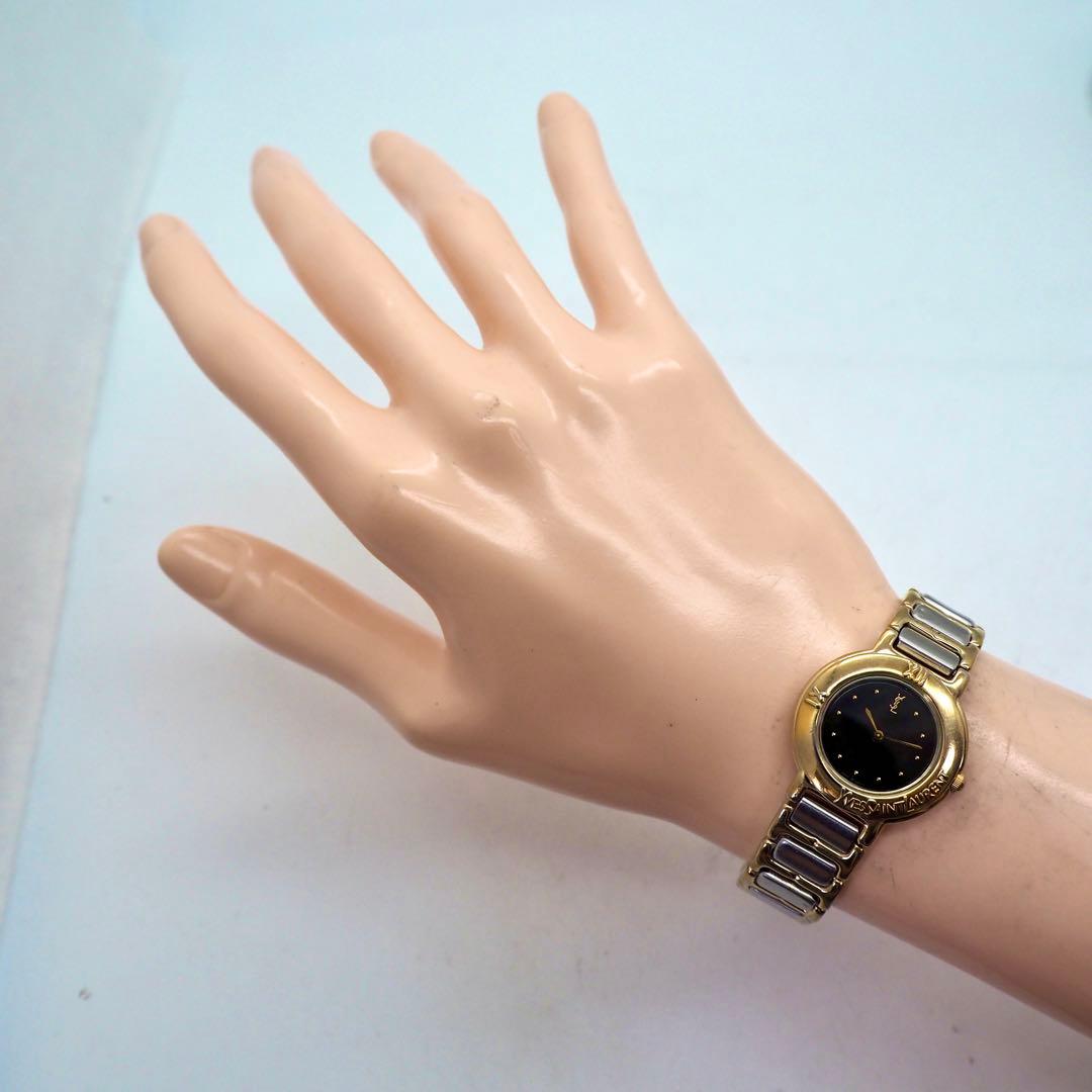 382 YvesSaintLaurent レディース 時計 ブラック ゴールド