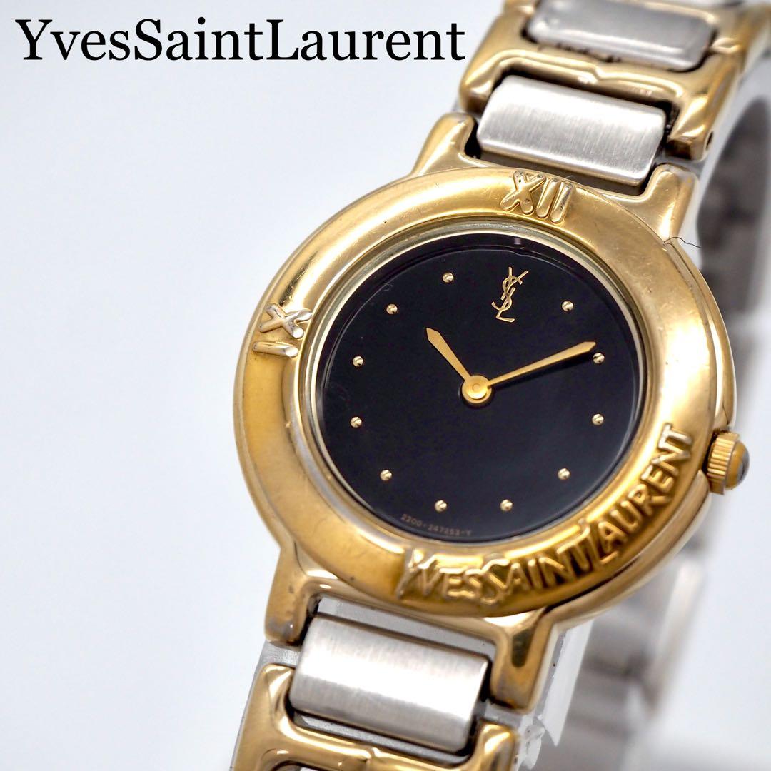 382 YvesSaintLaurent レディース 時計 ブラック ゴールド