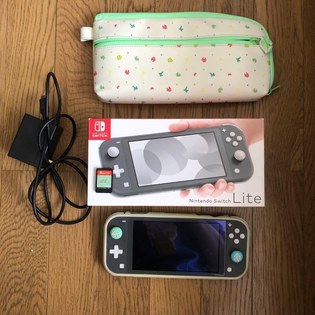 Nintendo Switch Lite グレー 充電器・ケース付あつ森ソフト