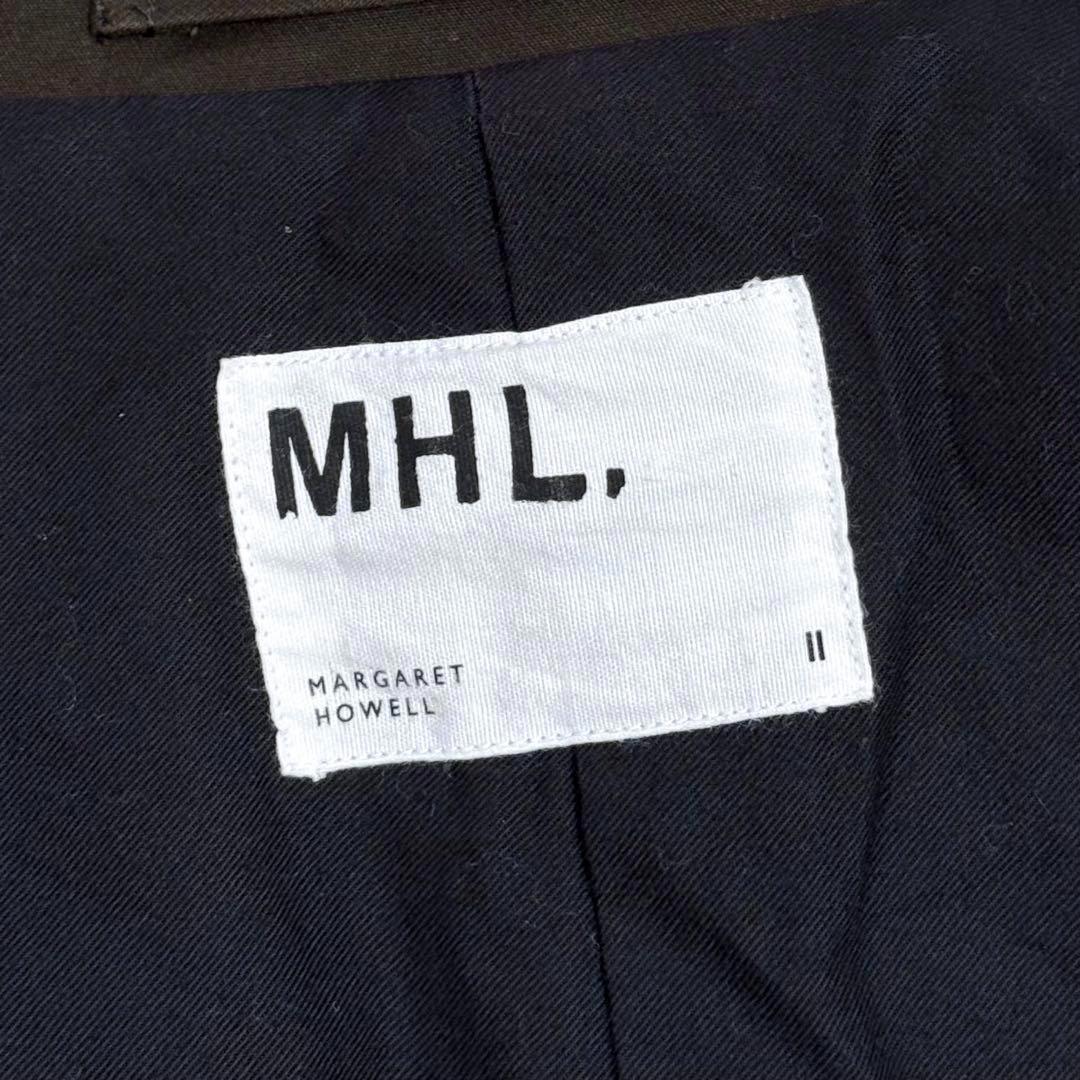 MHL トレンチコート シングル モールスキン ベルト フラップポケット カーキ