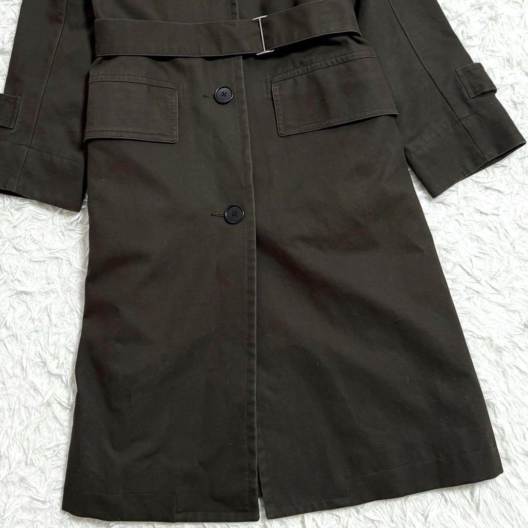 MHL トレンチコート シングル モールスキン ベルト フラップポケット カーキ