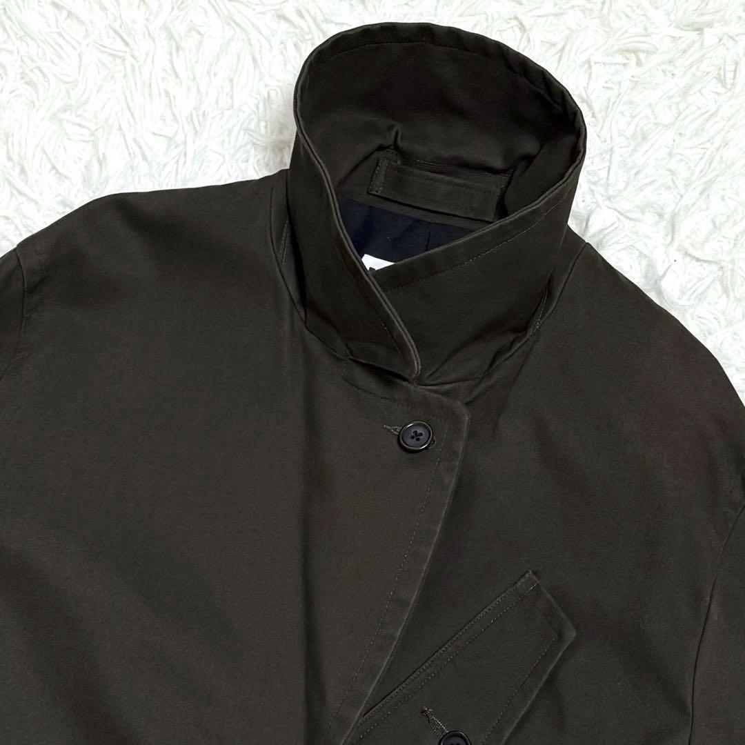 MHL トレンチコート シングル モールスキン ベルト フラップポケット カーキ