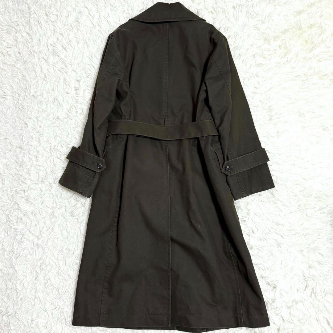 MHL トレンチコート シングル モールスキン ベルト フラップポケット カーキ