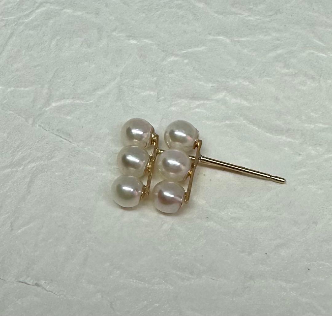 【アウトレット品】K10YG 淡水パール３連ピアス！人気の定番ピアスです！