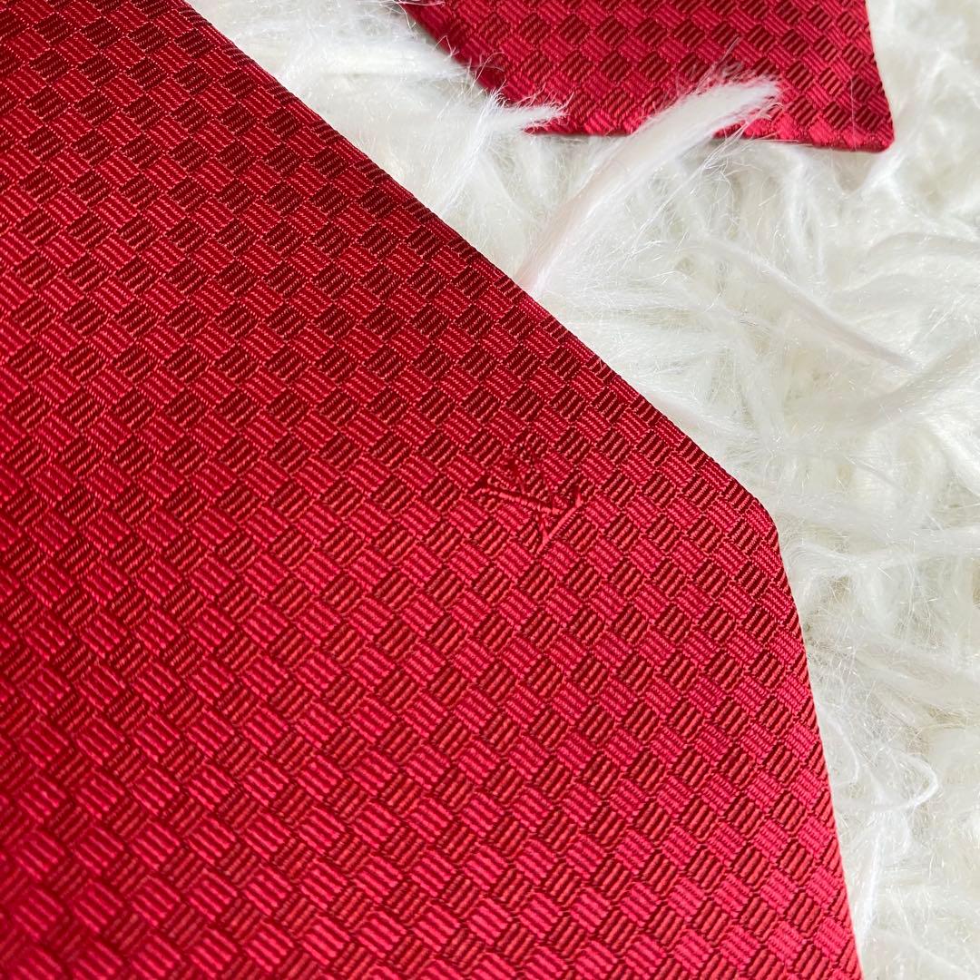 【超極美品/現行青タグ】ルイヴィトン　マイクロダミエ　ネクタイ　箱付き　レッド