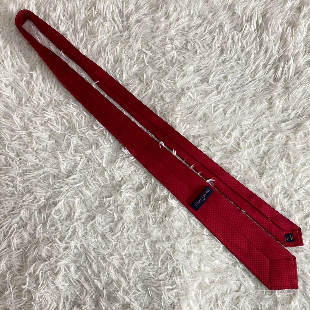 【超極美品/現行青タグ】ルイヴィトン　マイクロダミエ　ネクタイ　箱付き　レッド