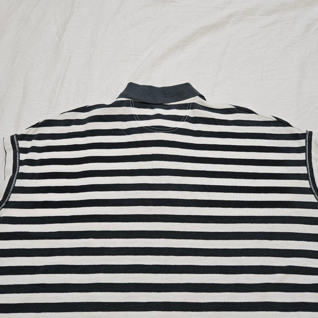 美品☆45R　縞カノコのMキャミポロ　ロゴ刺繍　ボーダー　ノースリーブ