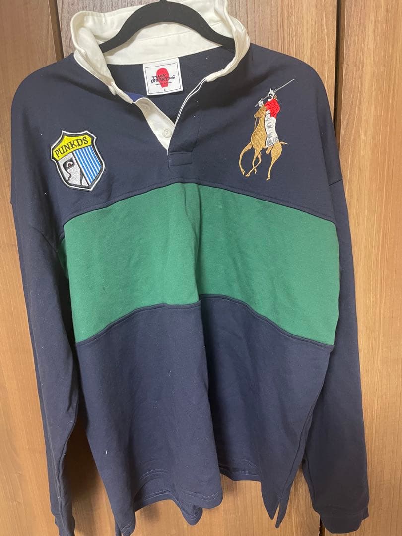 RUNKDRUNKERS ラガーシャツ ネイビー/グリーン