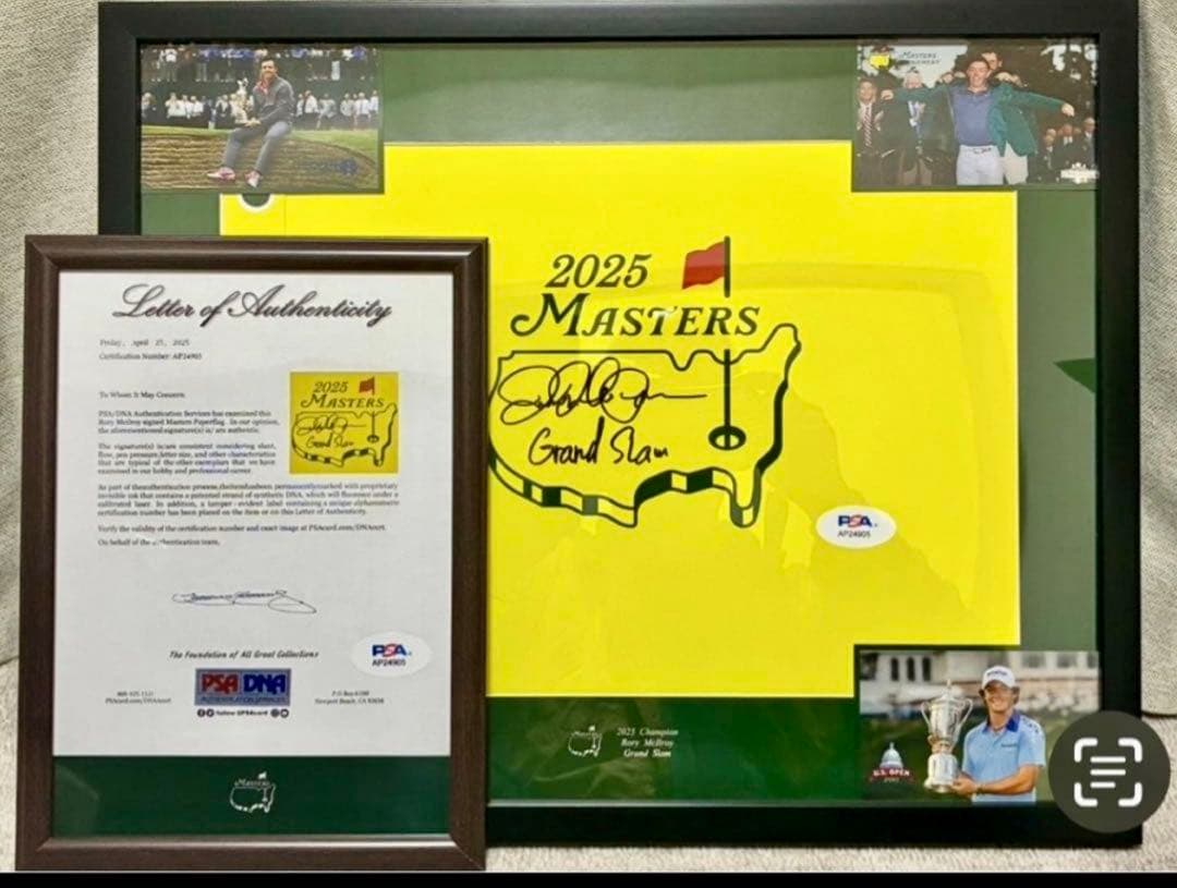貴重！ローリーマキロイグランドスラム２０２５年マスターズ直筆サイン　鑑定書付