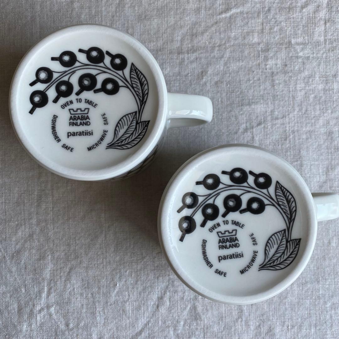 アラビア ブラックパラティッシ カップ&ソーサー 2客セット 旧ロゴ