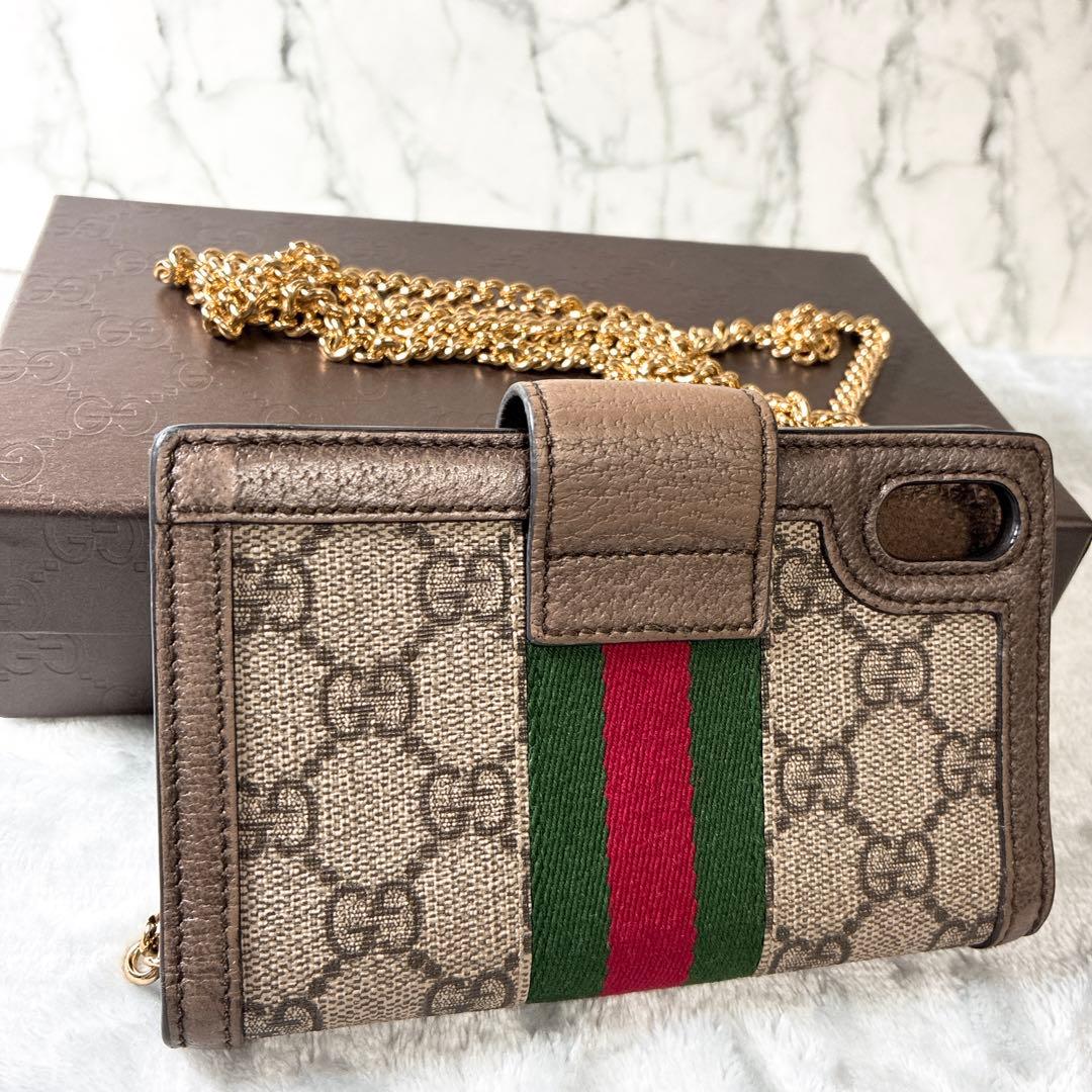 ✨極美品✨ グッチ　オフディア　チェーン　iPhoneX/XS対応　スマホケース