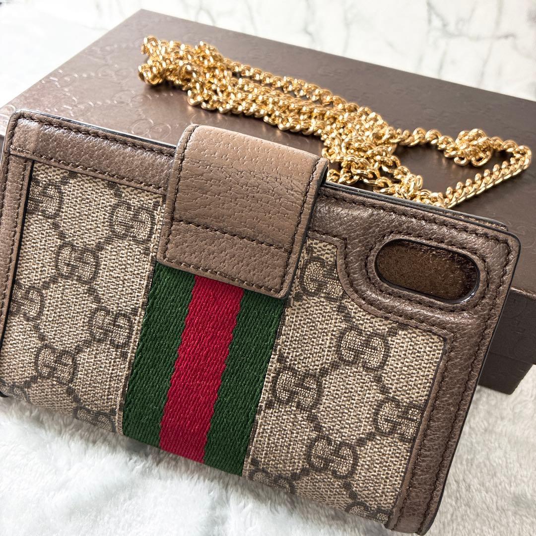 ✨極美品✨ グッチ　オフディア　チェーン　iPhoneX/XS対応　スマホケース