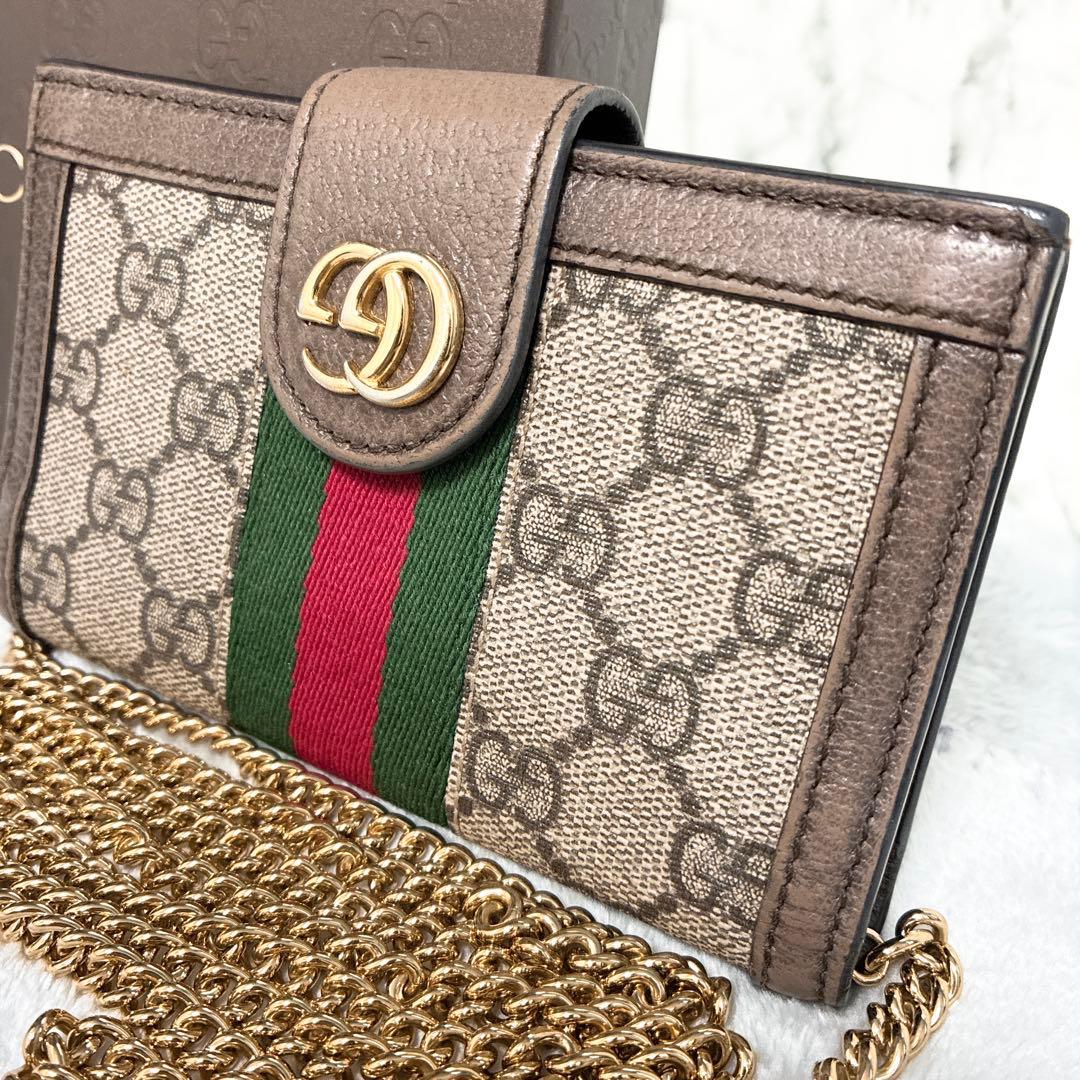 ✨極美品✨ グッチ　オフディア　チェーン　iPhoneX/XS対応　スマホケース