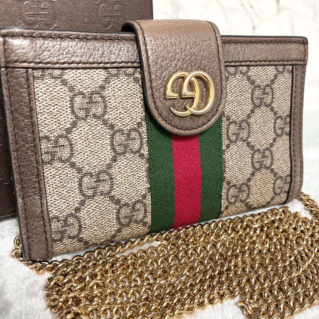 ✨極美品✨ グッチ　オフディア　チェーン　iPhoneX/XS対応　スマホケース