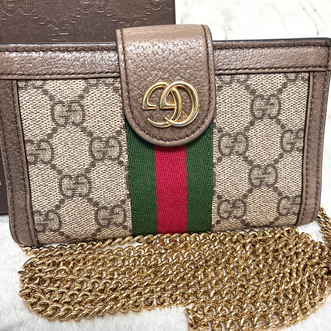 ✨極美品✨ グッチ　オフディア　チェーン　iPhoneX/XS対応　スマホケース