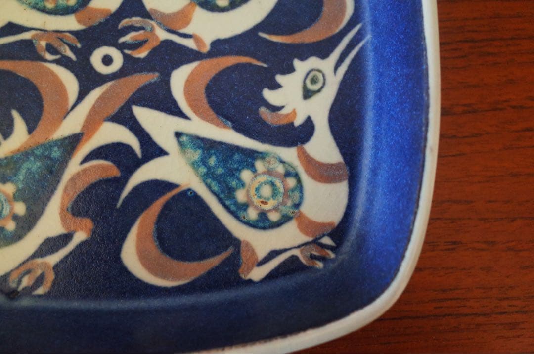 ロイヤルコペンハーゲン／角皿／鳥／ブルーバード／北欧ヴィンテージ食器／デンマーク