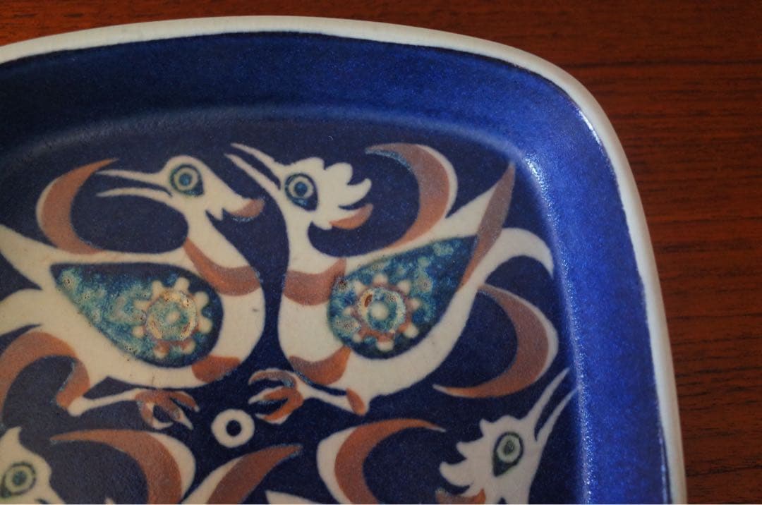 ロイヤルコペンハーゲン／角皿／鳥／ブルーバード／北欧ヴィンテージ食器／デンマーク