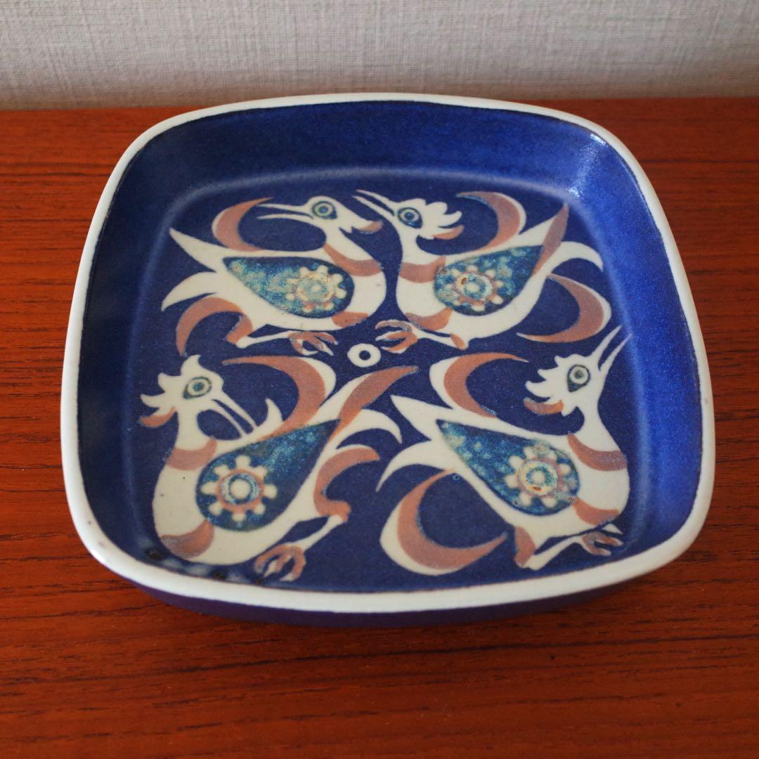 ロイヤルコペンハーゲン／角皿／鳥／ブルーバード／北欧ヴィンテージ食器／デンマーク
