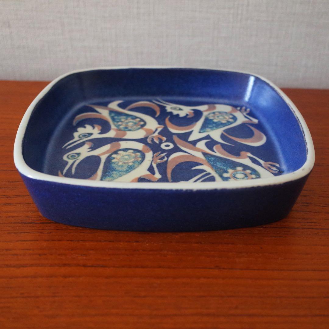 ロイヤルコペンハーゲン／角皿／鳥／ブルーバード／北欧ヴィンテージ食器／デンマーク