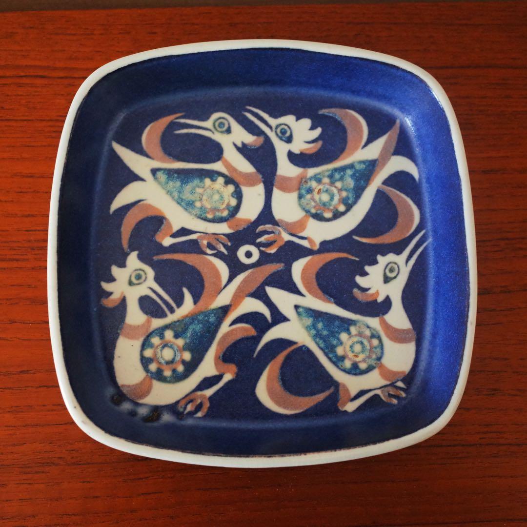 ロイヤルコペンハーゲン／角皿／鳥／ブルーバード／北欧ヴィンテージ食器／デンマーク