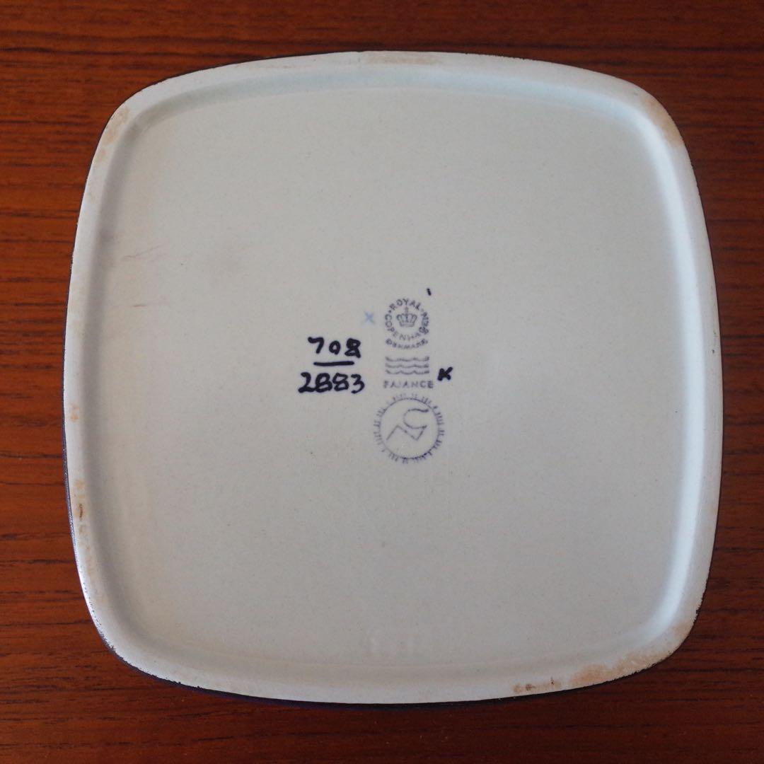 ロイヤルコペンハーゲン／角皿／鳥／ブルーバード／北欧ヴィンテージ食器／デンマーク