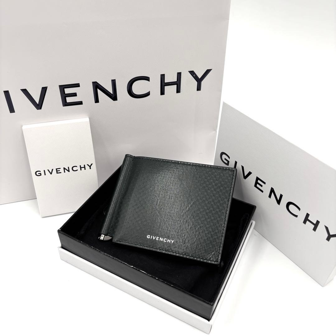 【未使用保管品・付属品完備】ジバンシー マネークリップ ロゴ レザー グリーン