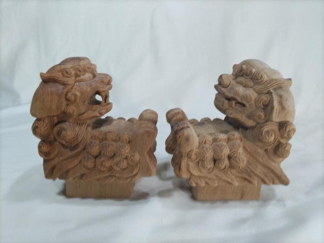 値下げ！【獅子鼻】3寸　社寺仏閣、山車、屋台、木鼻、だんぢり彫刻 　1組（2体）