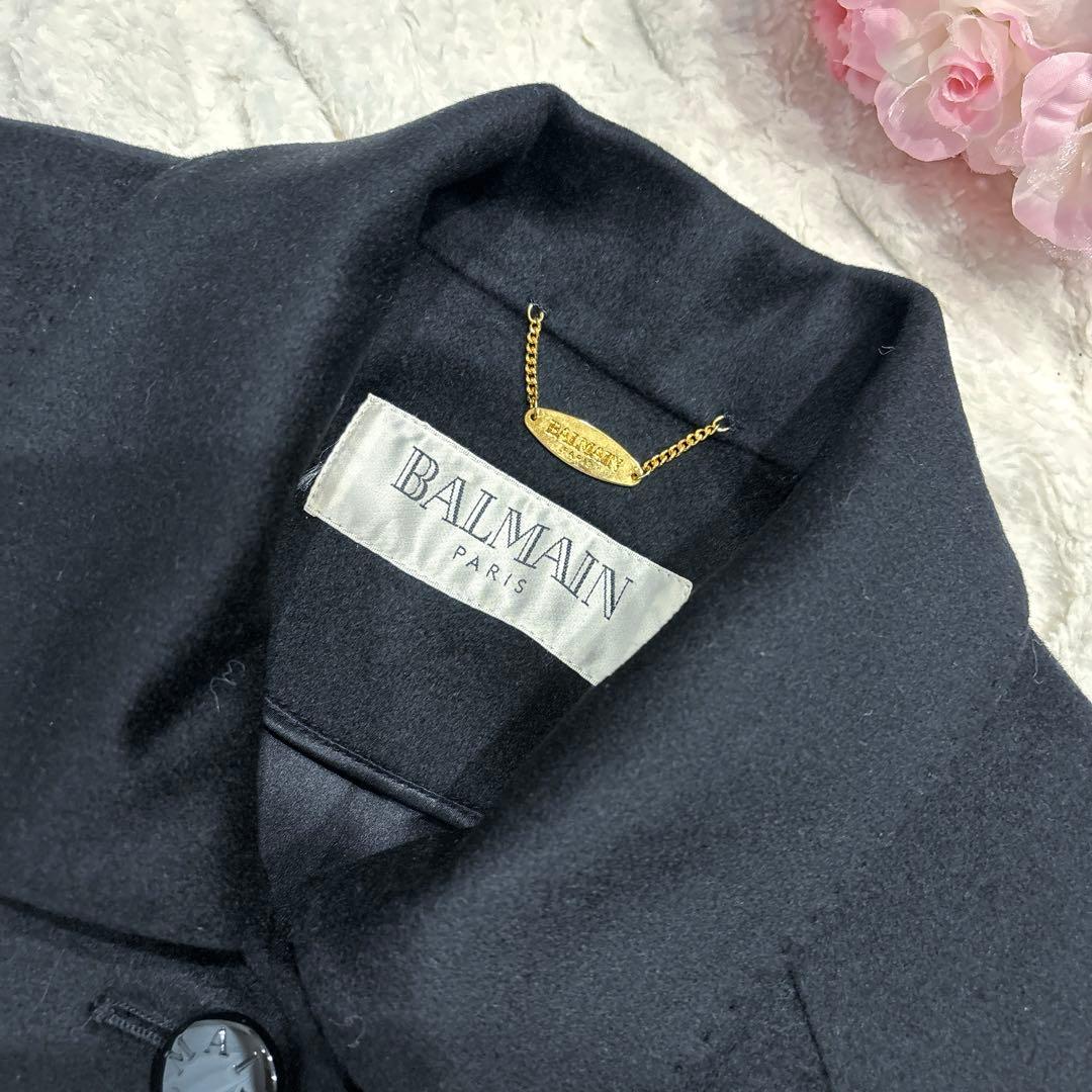 【新品タグ付き】BALMAIN ロングコート カシミヤ100% ブラック 9号
