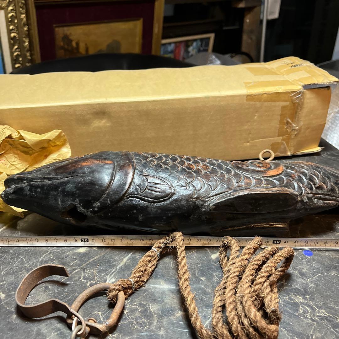 eyeknow74 自在鉤、鯉自在鉤、鯉横木、木彫り鯉、木魚、囲炉裏自在鉤