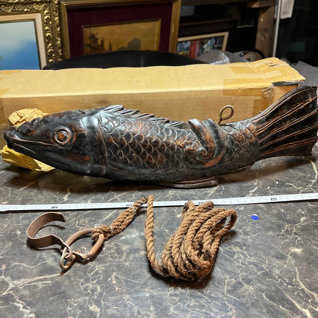 eyeknow74 自在鉤、鯉自在鉤、鯉横木、木彫り鯉、木魚、囲炉裏自在鉤