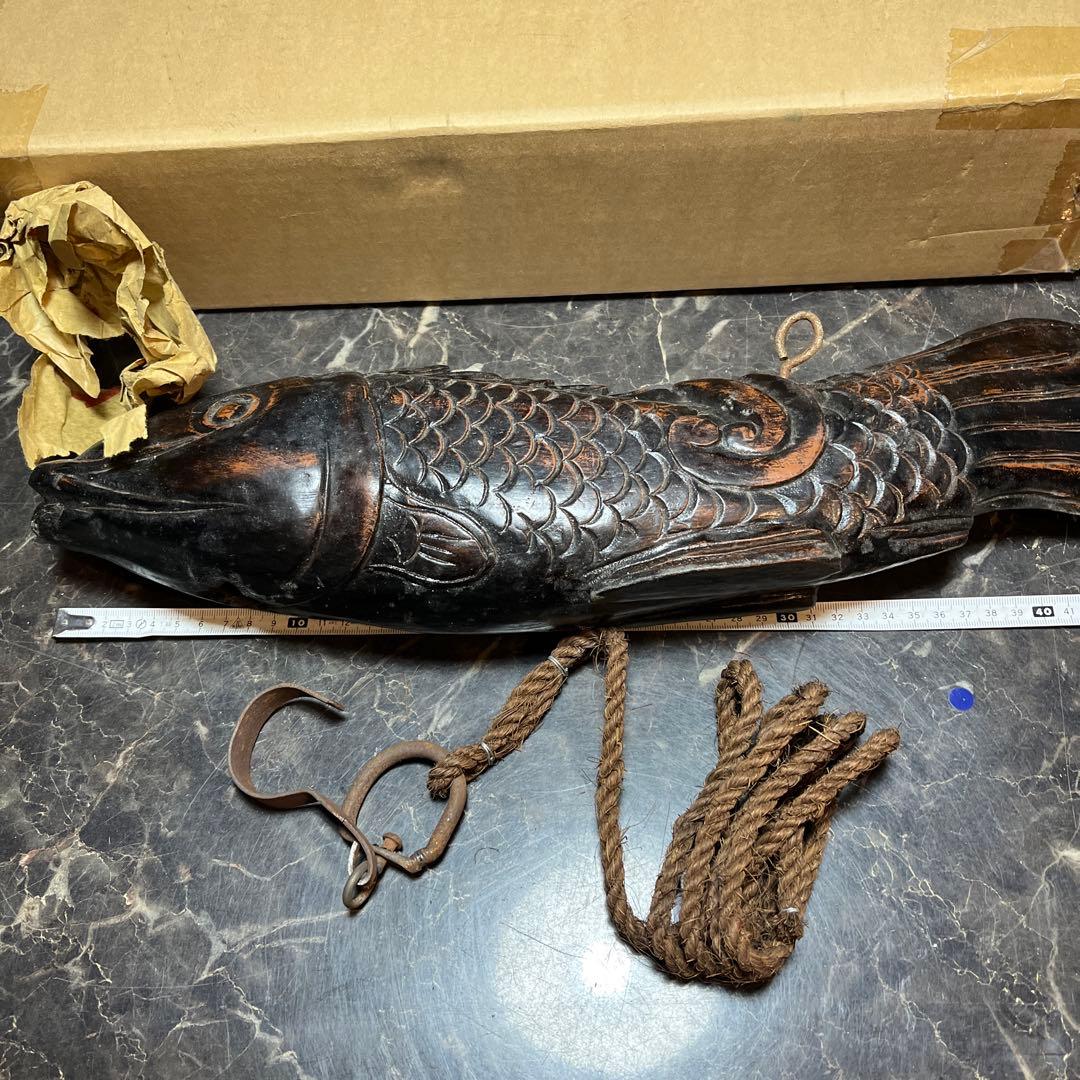 eyeknow74 自在鉤、鯉自在鉤、鯉横木、木彫り鯉、木魚、囲炉裏自在鉤