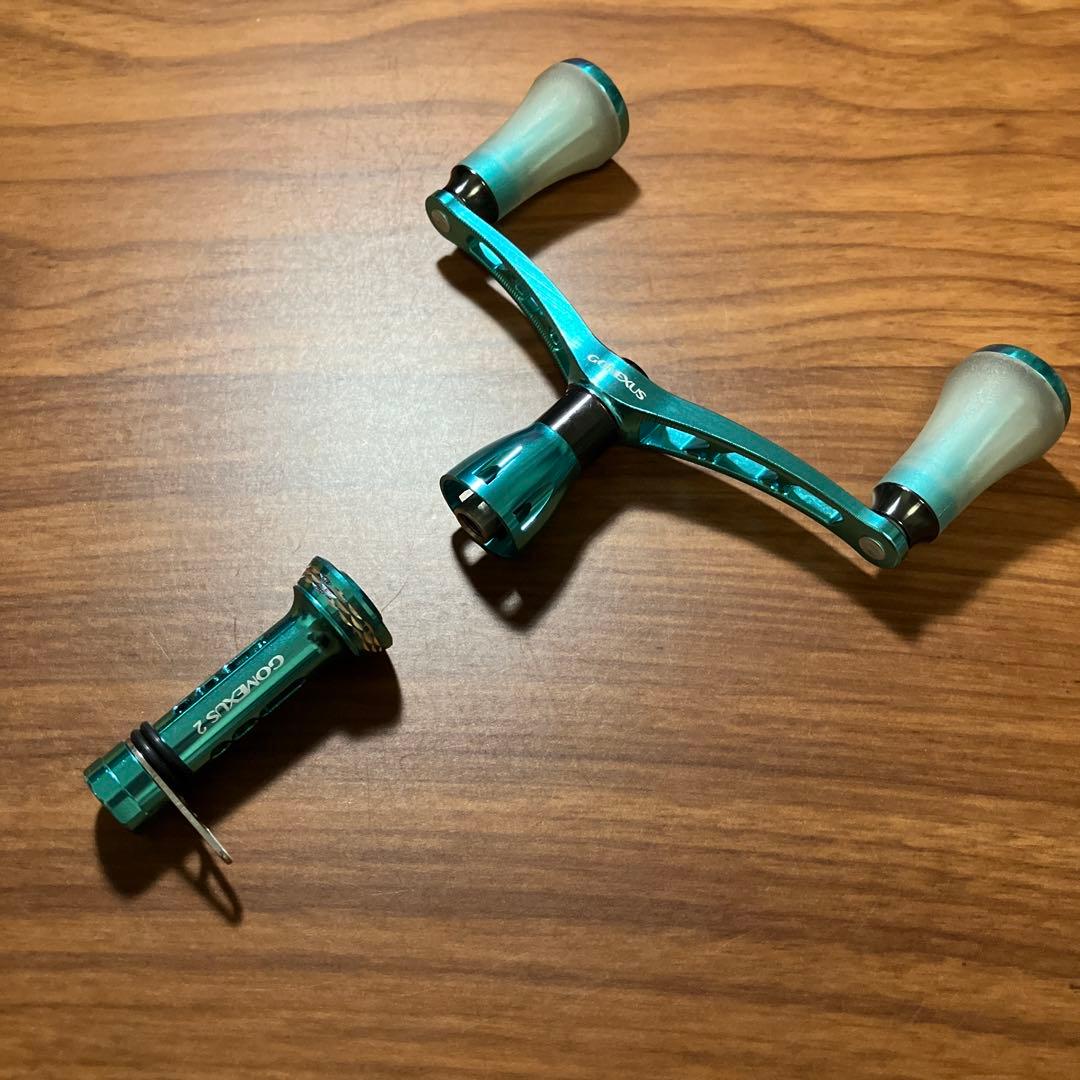 美品　ゴメクサス　エメラルダスカラー　ダブルハンドル　ダイワ専用スタンド