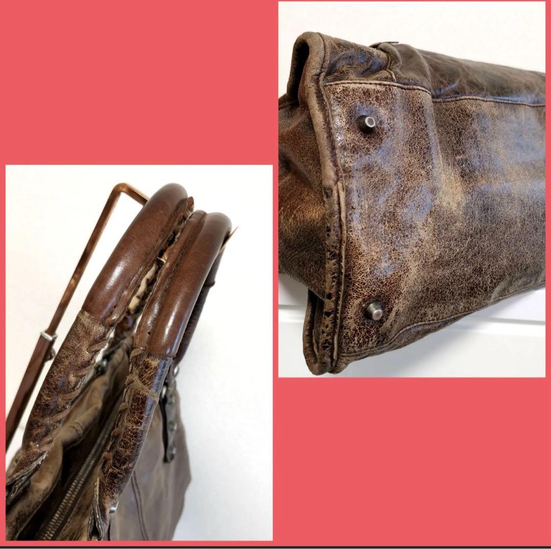 M*a様 バレンシアガ　ダークブラウン レザー トートバッグ