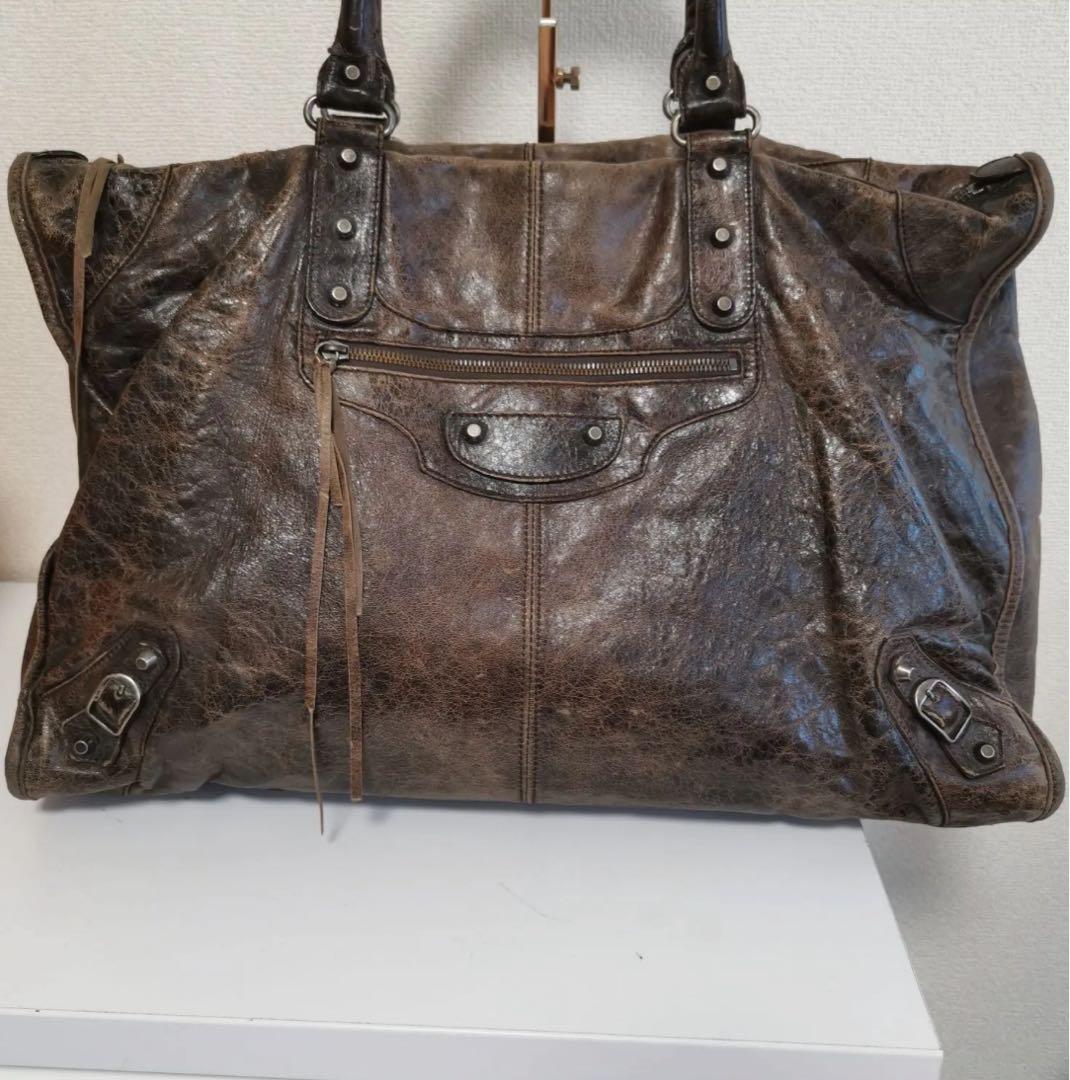 M*a様 バレンシアガ　ダークブラウン レザー トートバッグ