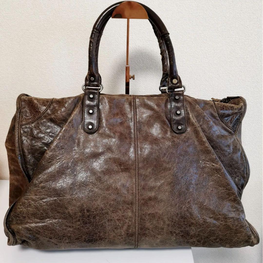 M*a様 バレンシアガ　ダークブラウン レザー トートバッグ