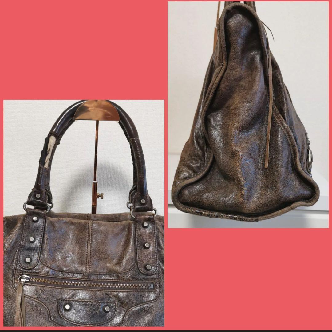 M*a様 バレンシアガ　ダークブラウン レザー トートバッグ