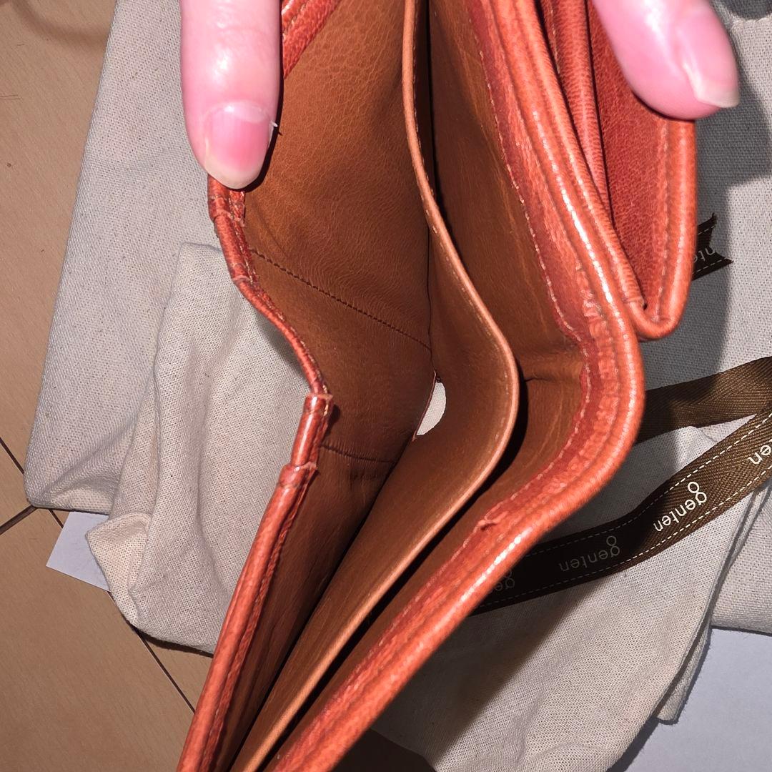 《新品未使用》genten ゲンテン オレンジ レザー 二つ折り財布 羊革