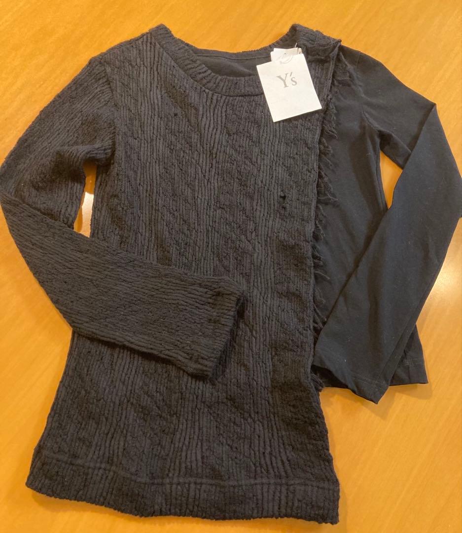 【未使用】y's アシンメトリー　ダメージカットソー　ウール&綿