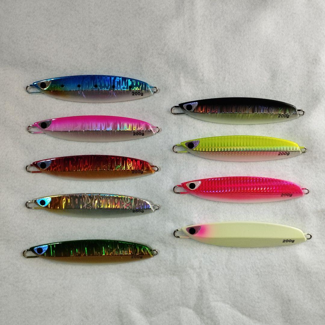 ９本セット 200g メタルジグ クイックゼロワン タイプ グロー 夜光 伊勢湾