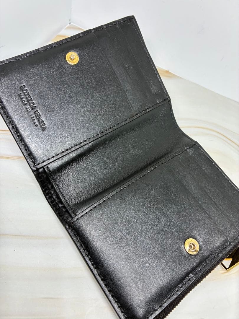 BOTTEGA VENETA カセット スモール 二つ折り財布 ブラック