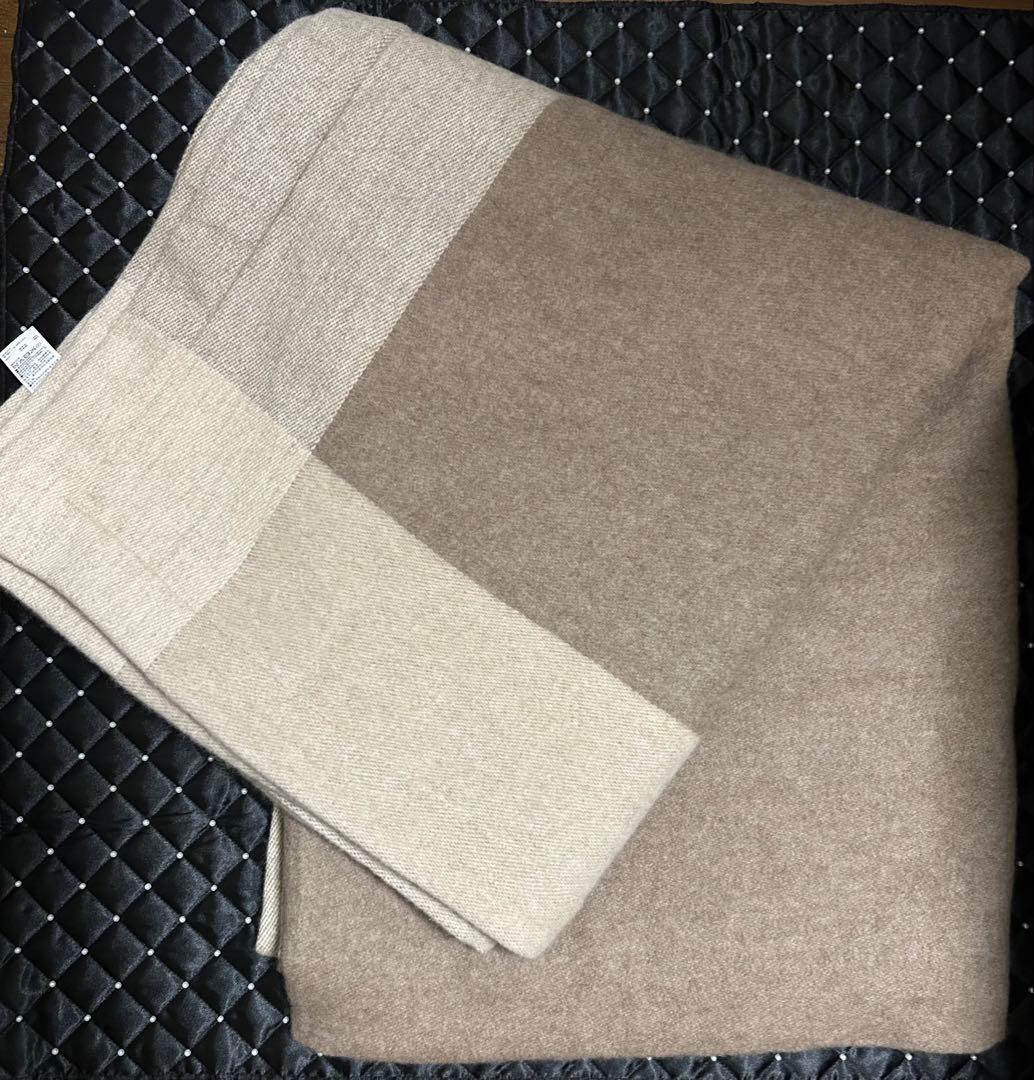 カシミヤ混 ダブルサイズ毛布 モカブラウン柄 無印良品 期間限定値下げ