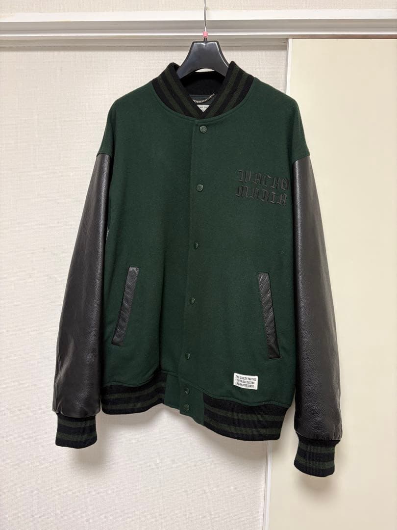 ワコマリア23SSスタジャン　バーシティジャケットM グリーン