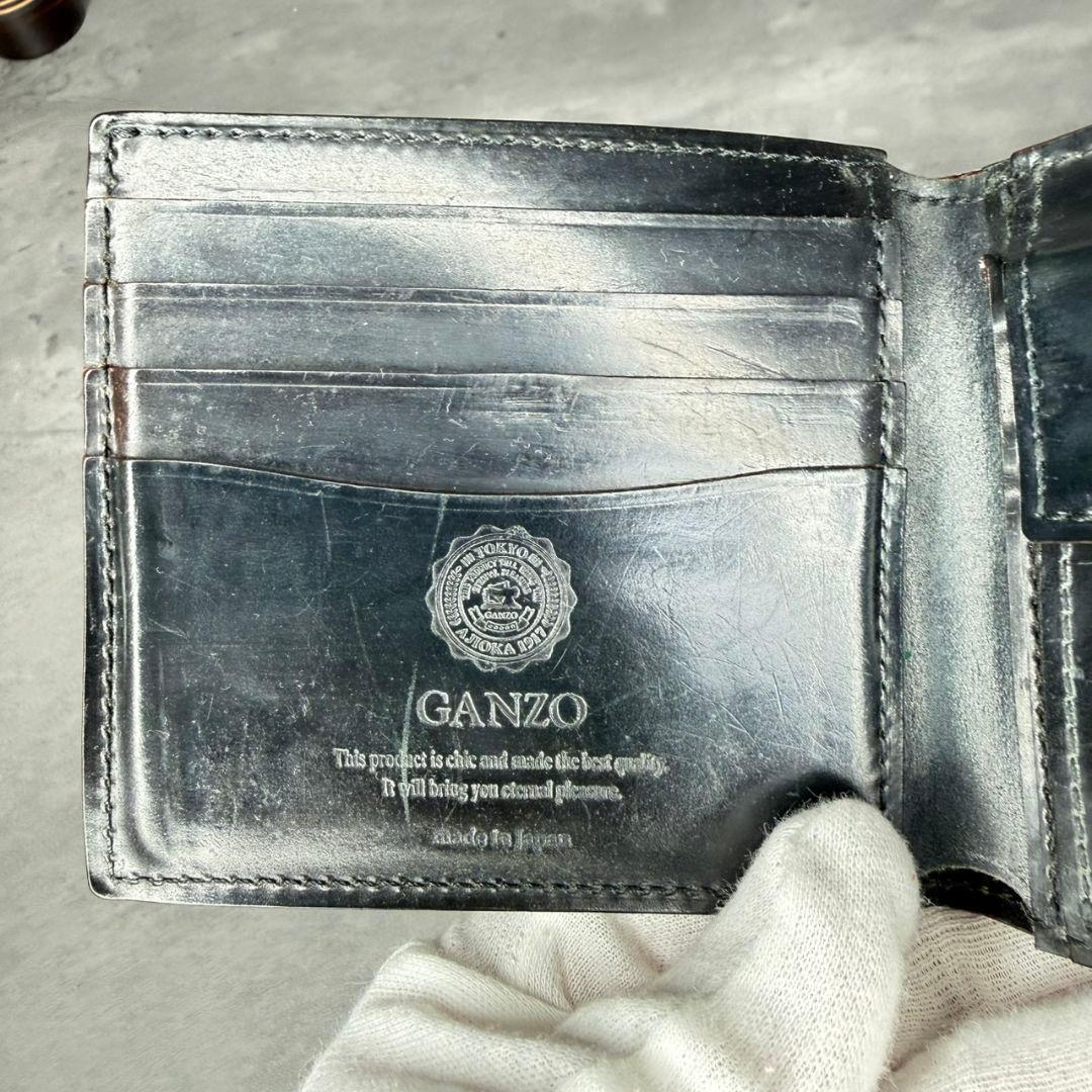 GANZO シェルコードバン2 ２つ折り財布 小銭入れ付き ダークグリーン